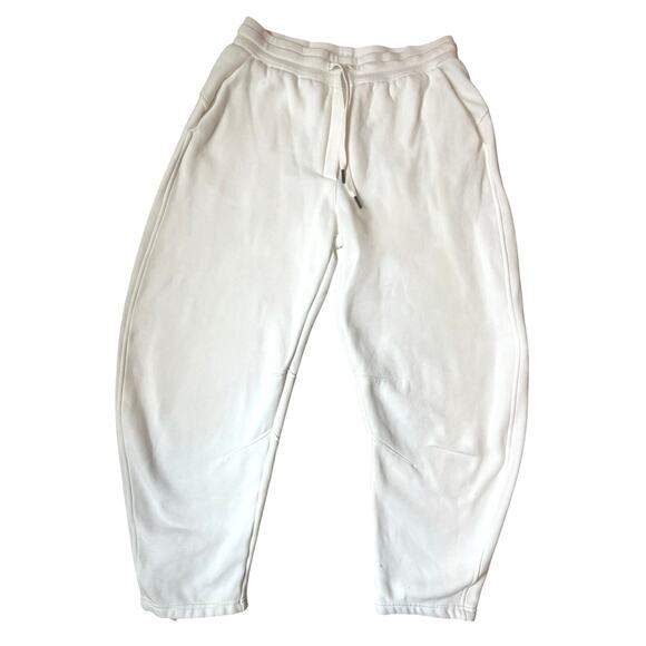 Gap Essential Fleece Joggers White Women’s Size Small Drawstrng Lounge Casual - Picture 1 of 7